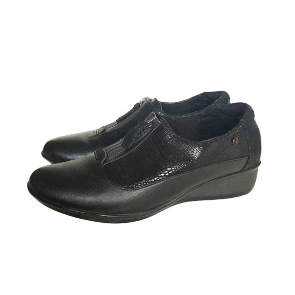 Revere Tangier Zip Loafer Shoe US 8 Black French Black Lizard Leather - Picture 5 of 12
